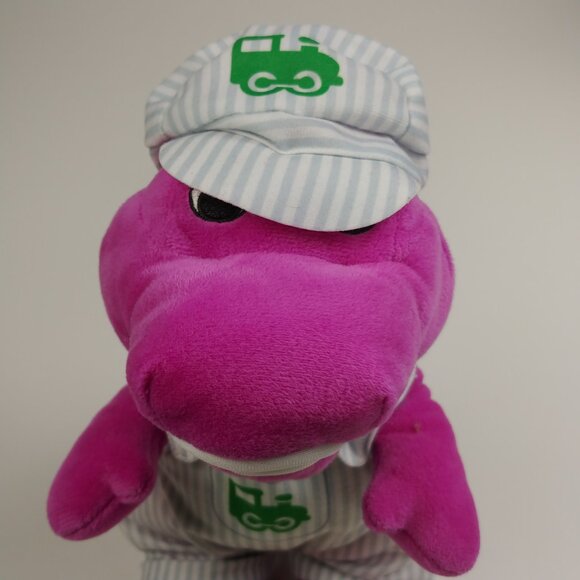 Fisher Price Barney the Dinosaur Train Conductor Plush Stuffed Animal - Picture 2 of 12